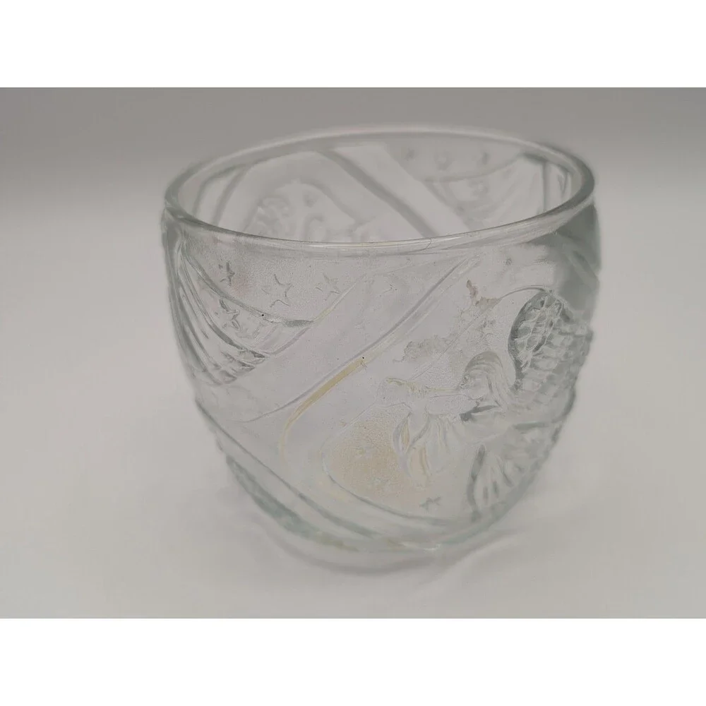 Vintage KIG Indonesia Clear Glass Angel Votive Tealight Candle Holder Christmas